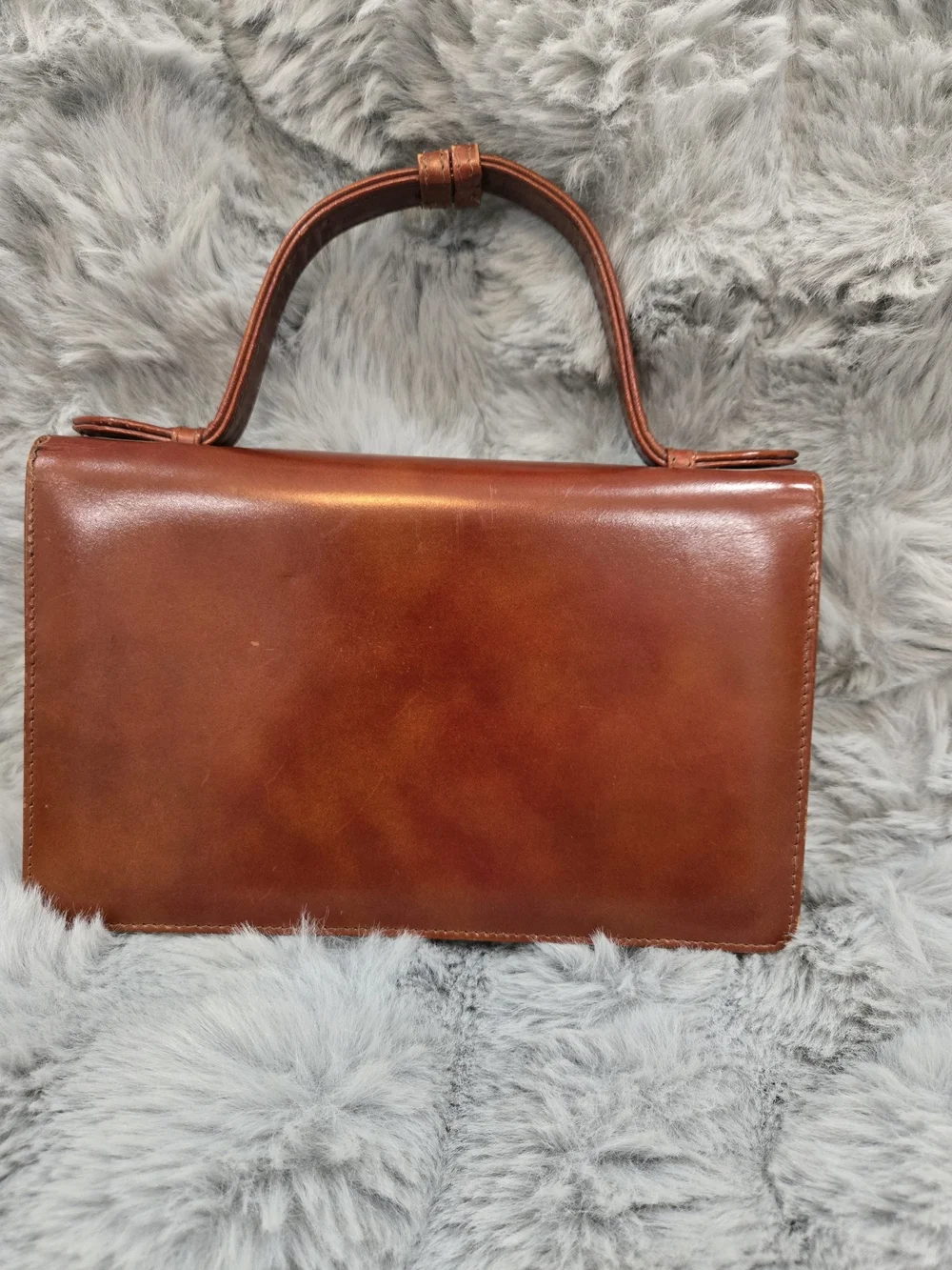 Structured Cognac Leather Top-Handle Tote